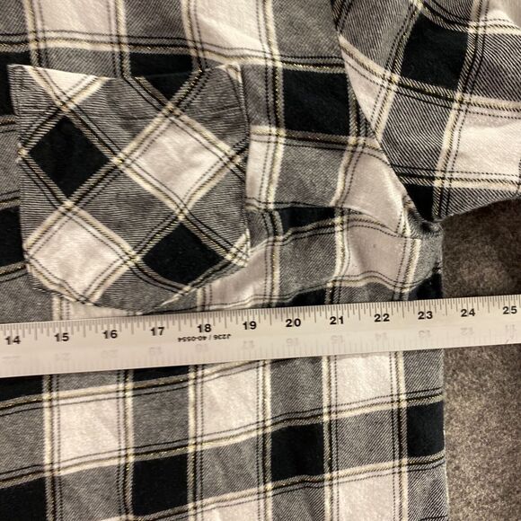 A New Day Shirt Women 2XL Black Plaid Button Up Collared Long Sleeve Cotton - Picture 7 of 9